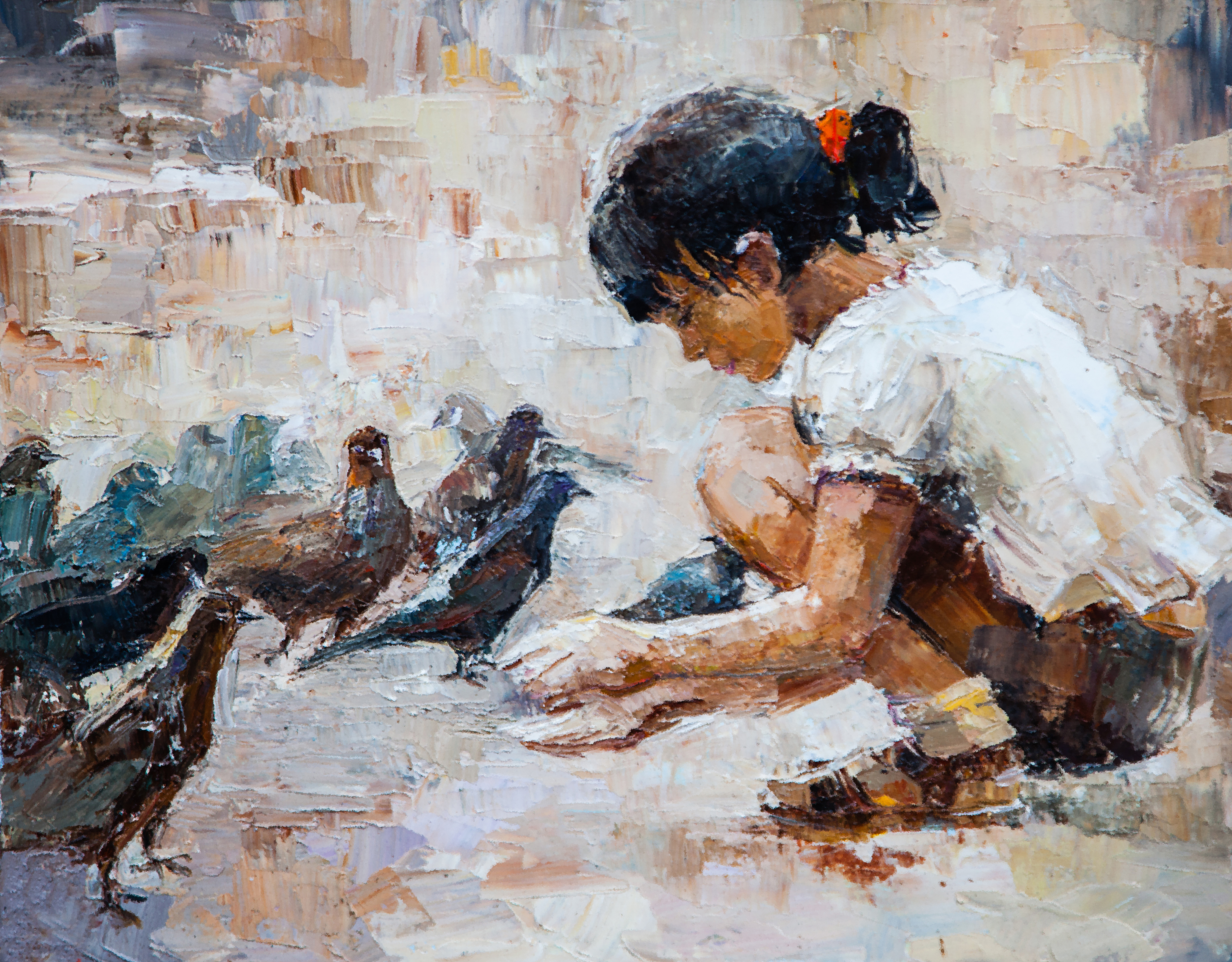 Girl Feeding Birds